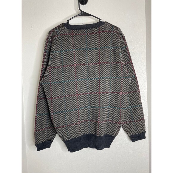 Vintage Preswick & Moore 100% Wool Sweater L – Retro Herringbone Check Knit, Y2K - Picture 2 of 6